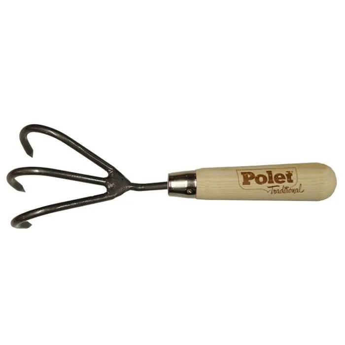 DRIETANDIGE HANDCULTIVATOR MET KORT HANDVAT  POLET 'TRADITIONAL'
